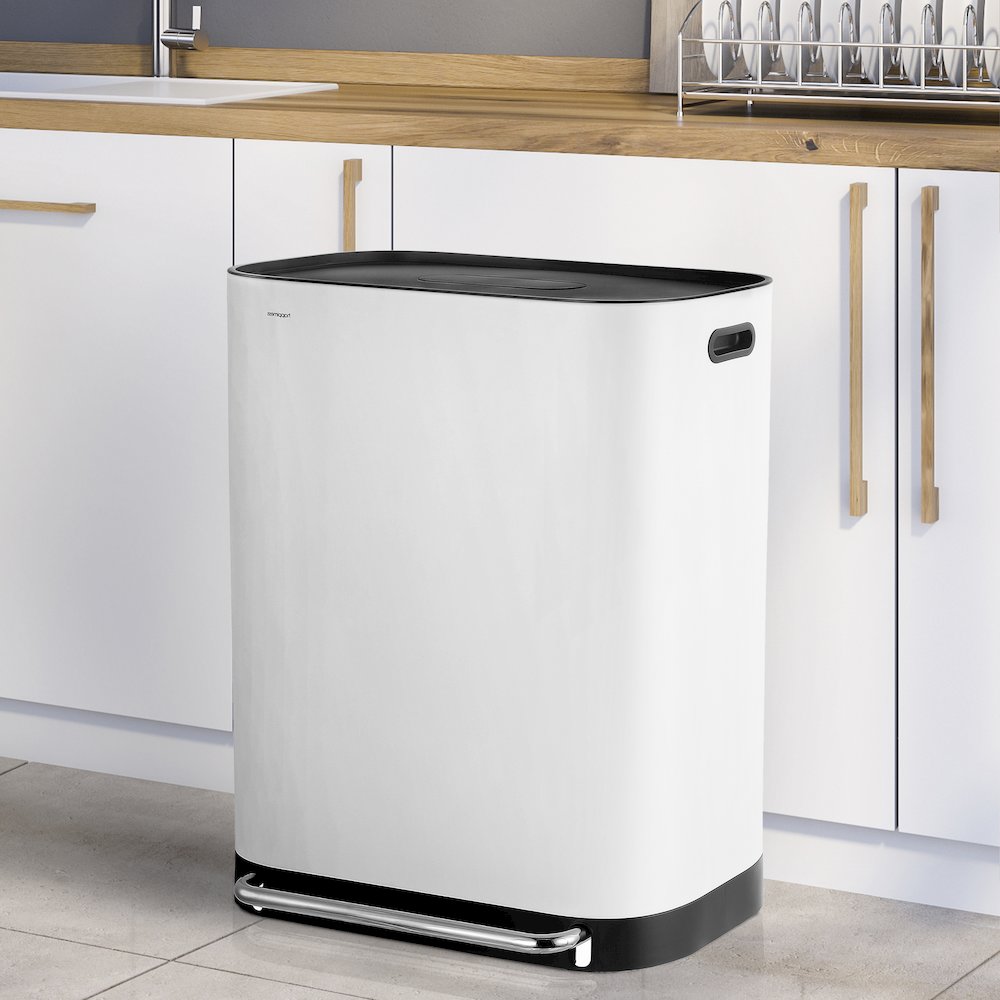 Beni Kitchen Trash/Recycling Double-Bucket Step-Open Trash Can With Liners. Picture 17