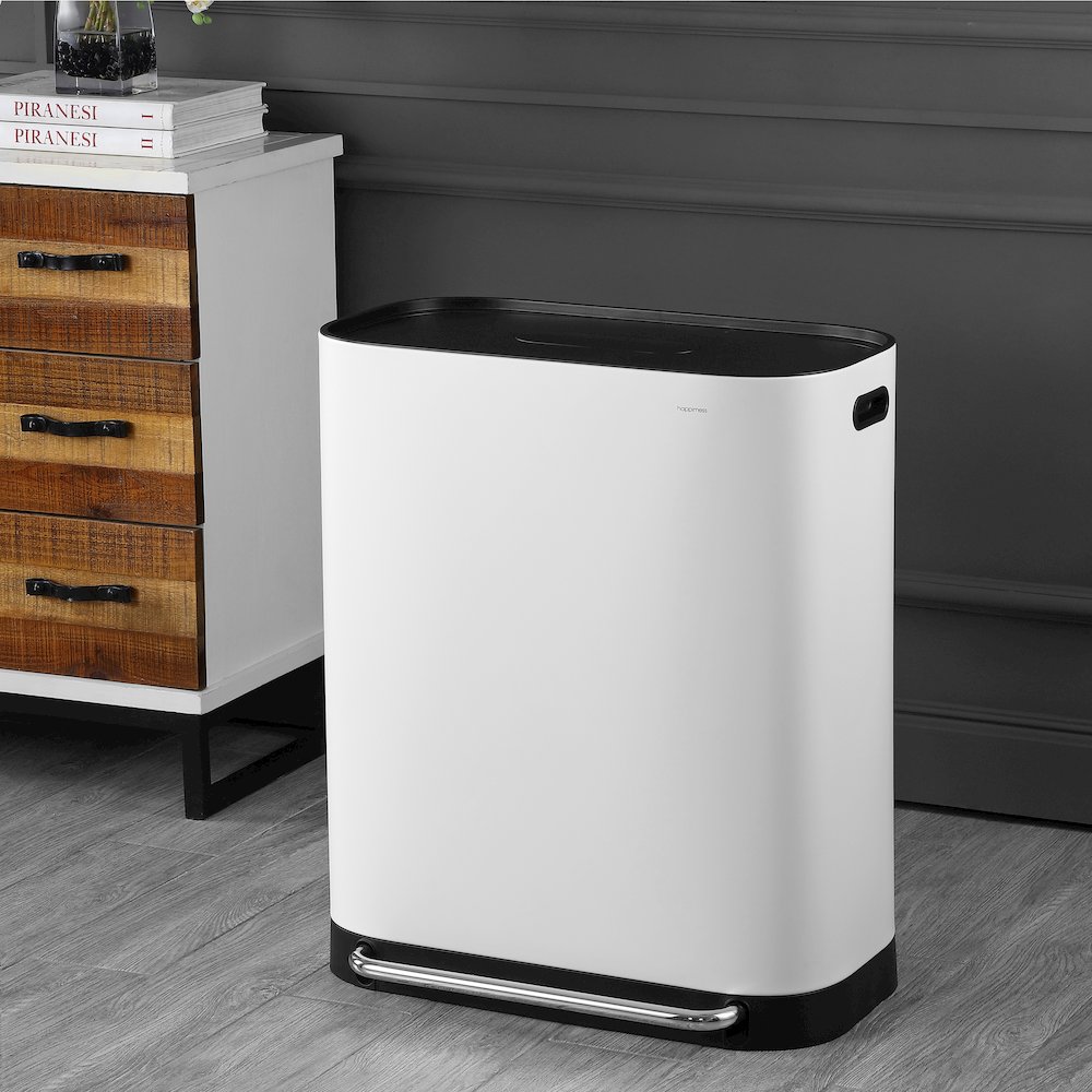 Beni Kitchen Trash/Recycling Double-Bucket Step-Open Trash Can With Liners. Picture 1