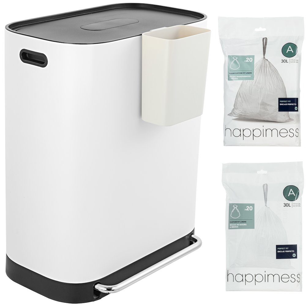 Beni Kitchen Trash/Recycling Double-Bucket Step-Open Trash Can With Liners. Picture 4