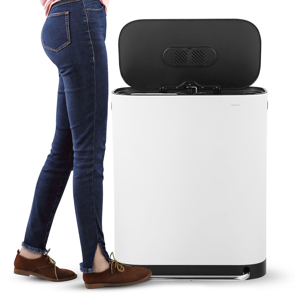 Beni Kitchen Trash/Recycling Double-Bucket Step-Open Trash Can With Liners. Picture 6
