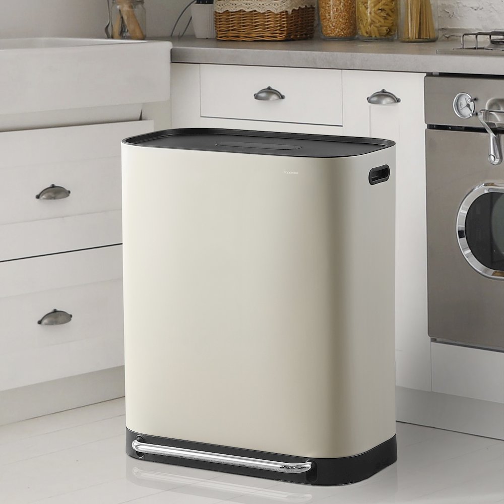 Beni Kitchen Trash/Recycling Double-Bucket Step-Open Trash Can With Liners. Picture 2