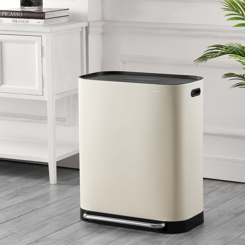 Beni Kitchen Trash/Recycling Double-Bucket Step-Open Trash Can With Liners. Picture 1