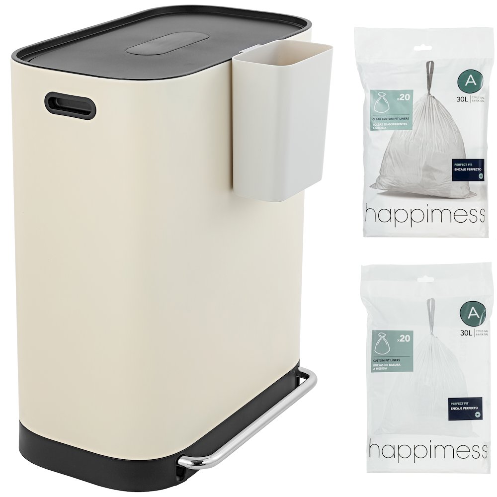 Beni Kitchen Trash/Recycling Double-Bucket Step-Open Trash Can With Liners. Picture 4