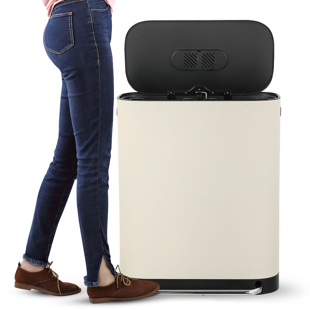 Beni Kitchen Trash/Recycling Double-Bucket Step-Open Trash Can With Liners. Picture 6