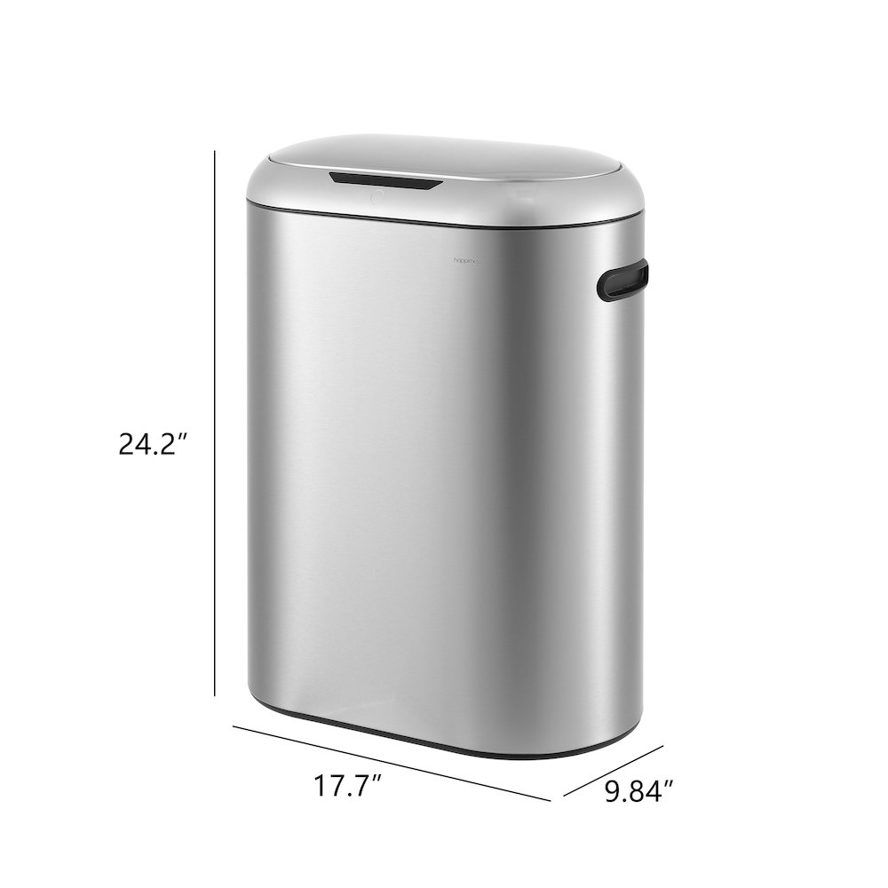 Robo Kitchen Slim Oval Motion Sensor Touchless Trash Can With Touch Mode. Picture 2