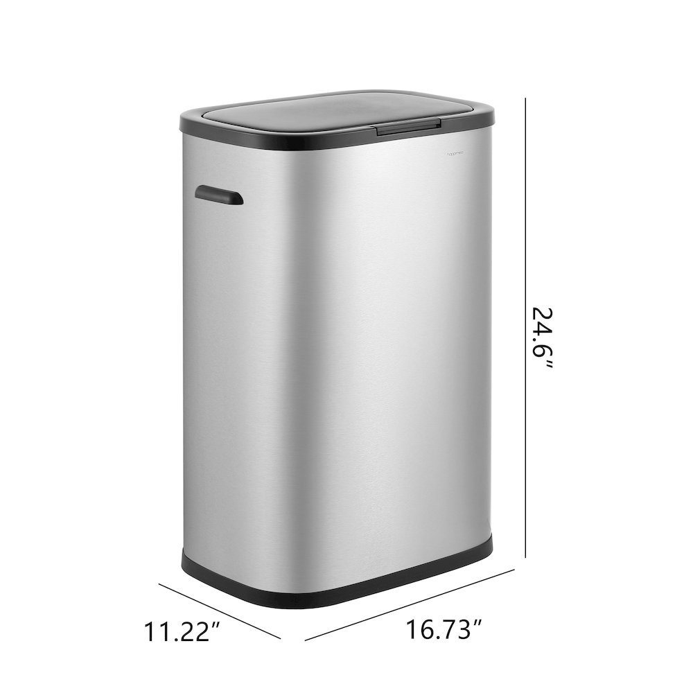 Tammi Kitchen Slim Metal Push Button Trash Can. Picture 2