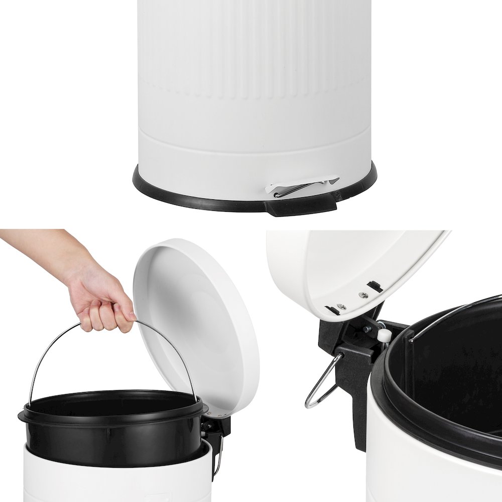 8-Gallon Step Trash Can with Soft-Close Lid and Mini Trash Can, Cotton White. Picture 4