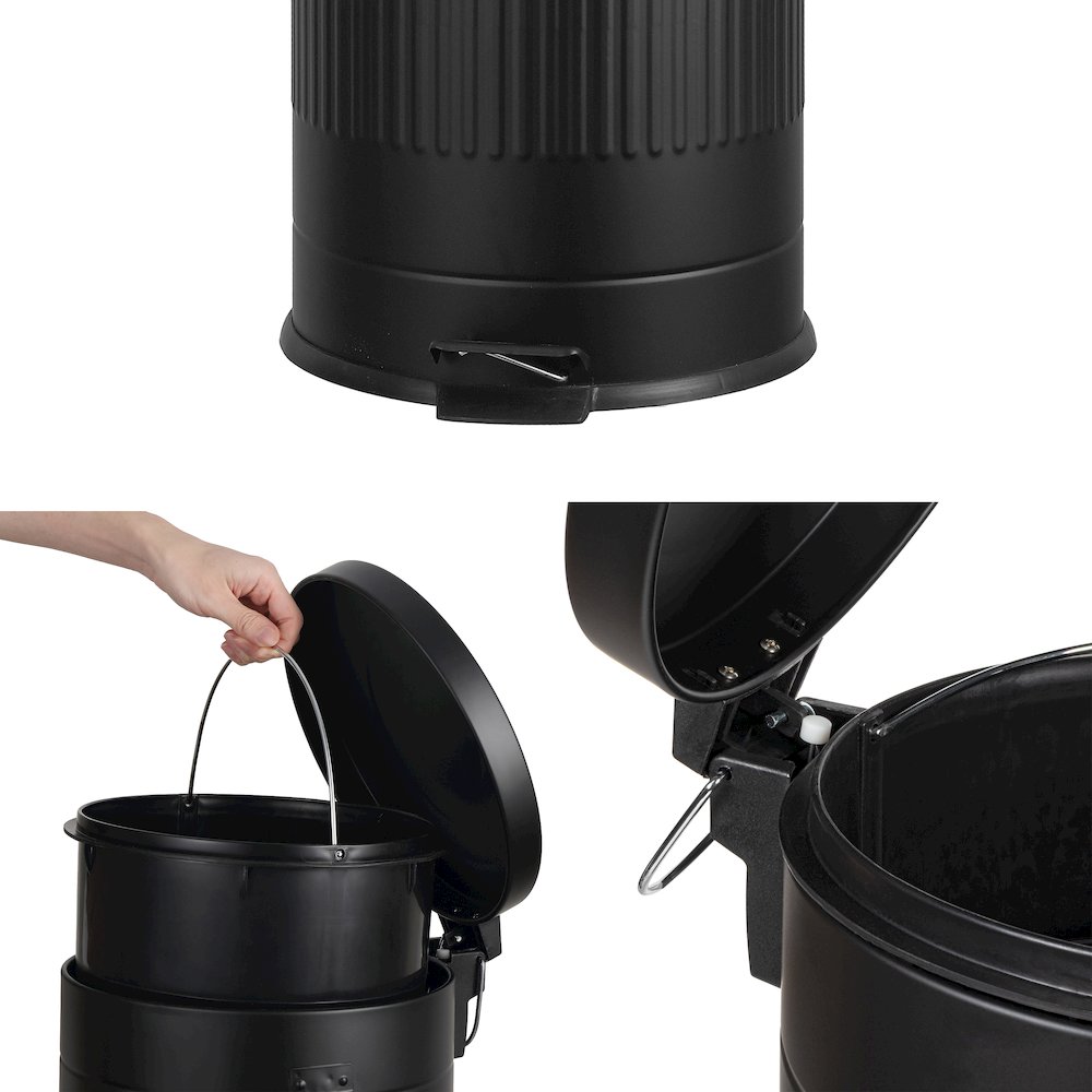 8-Gallon Step Trash Can with Soft-Close Lid and Mini Trash Can, Charcoal Black. Picture 4