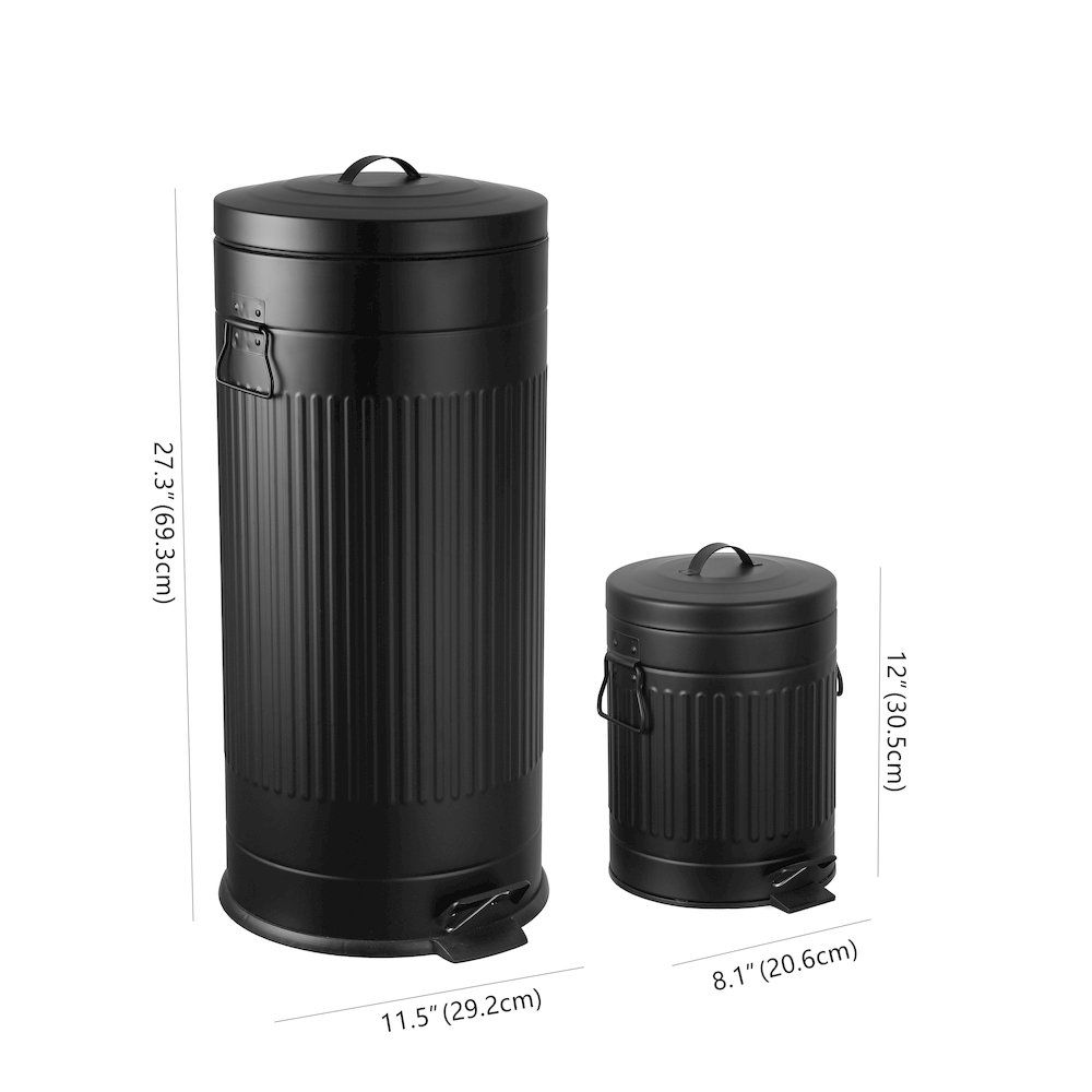 8-Gallon Step Trash Can with Soft-Close Lid and Mini Trash Can, Charcoal Black. Picture 5