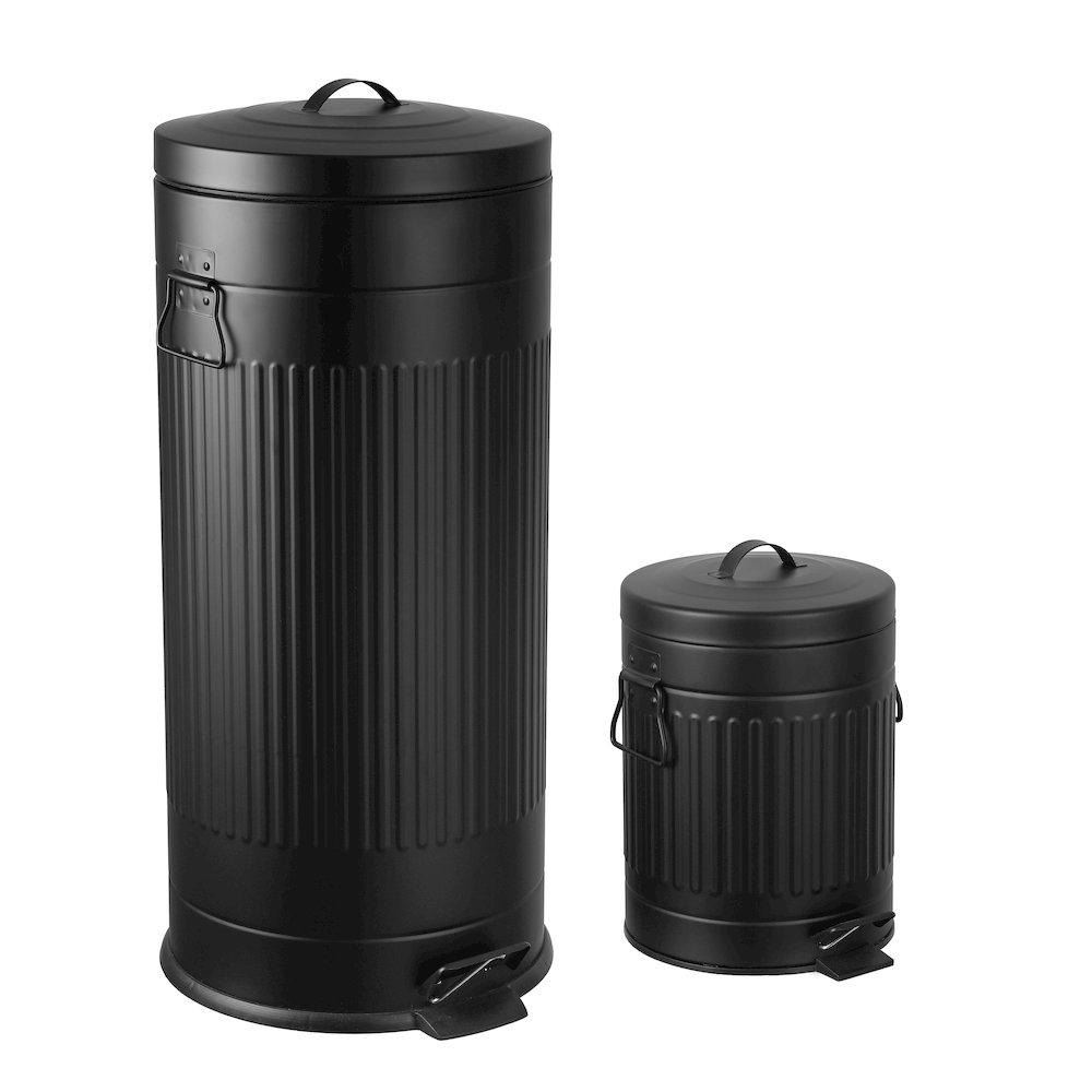8-Gallon Step Trash Can with Soft-Close Lid and Mini Trash Can, Charcoal Black. Picture 1