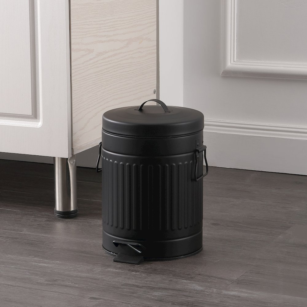8-Gallon Step Trash Can with Soft-Close Lid and Mini Trash Can, Charcoal Black. Picture 3