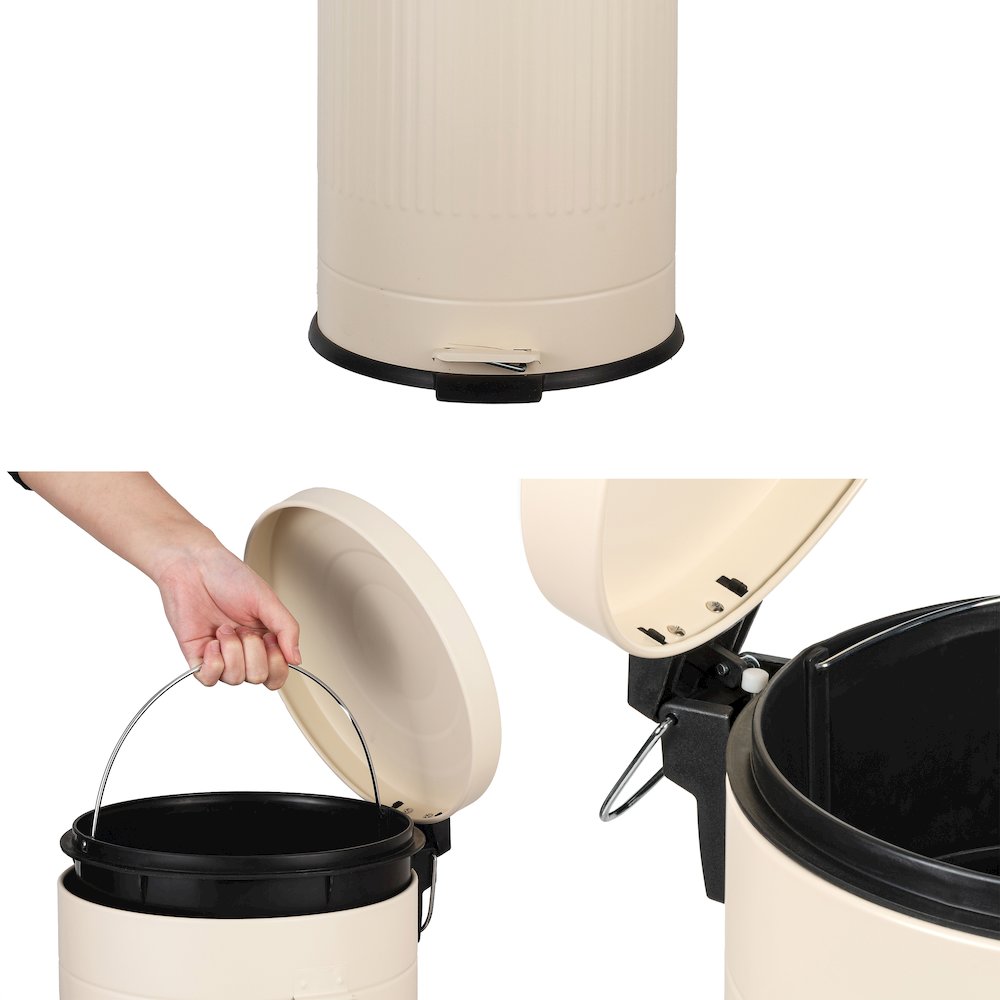 8-Gallon Step Trash Can with Soft-Close Lid and Mini Trash Can, Limestone Beige. Picture 4