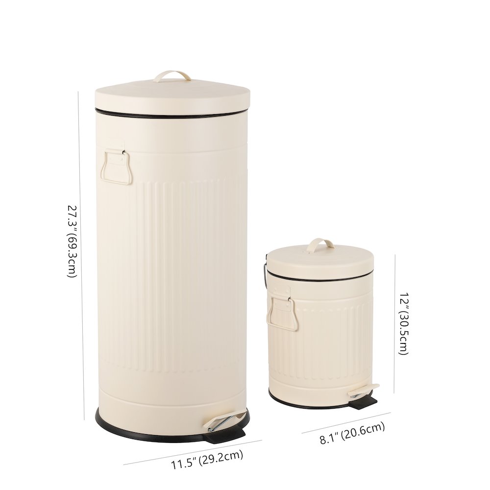 8-Gallon Step Trash Can with Soft-Close Lid and Mini Trash Can, Limestone Beige. Picture 5