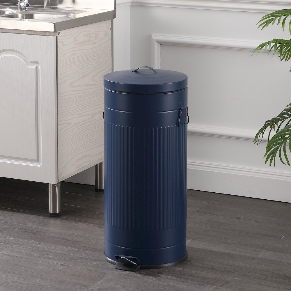 8-Gallon Step Trash Can with Soft-Close Lid and Mini Trash Can, Denim Blue. Picture 2