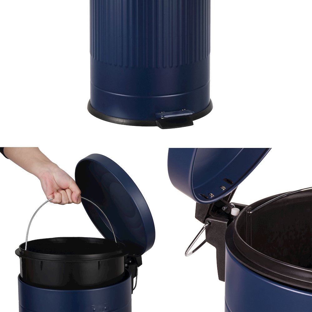 8-Gallon Step Trash Can with Soft-Close Lid and Mini Trash Can, Denim Blue. Picture 4