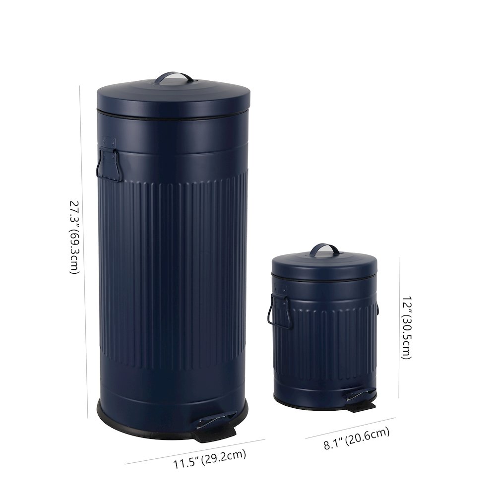 8-Gallon Step Trash Can with Soft-Close Lid and Mini Trash Can, Denim Blue. Picture 5