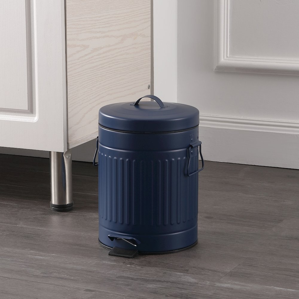 8-Gallon Step Trash Can with Soft-Close Lid and Mini Trash Can, Denim Blue. Picture 3