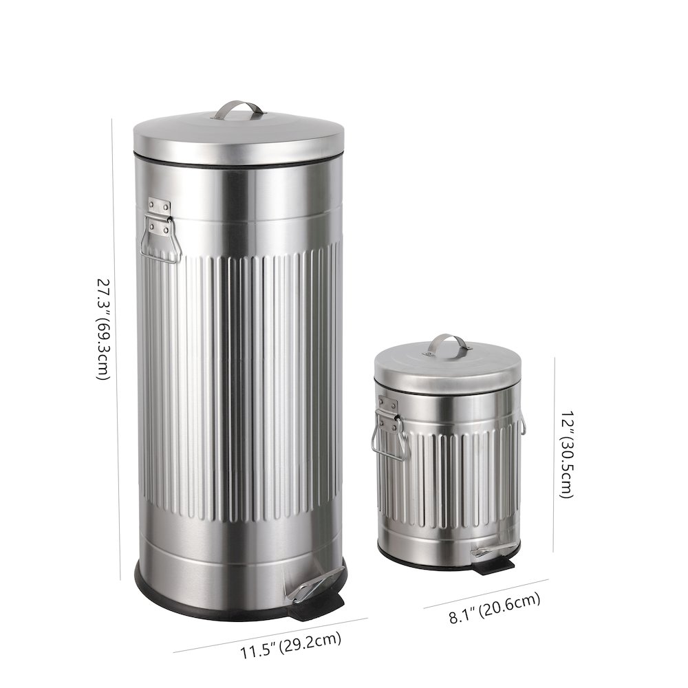 8-Gallon Step Trash Can with Soft-Close Lid and Mini Trash Can, Platinum Silver. Picture 5