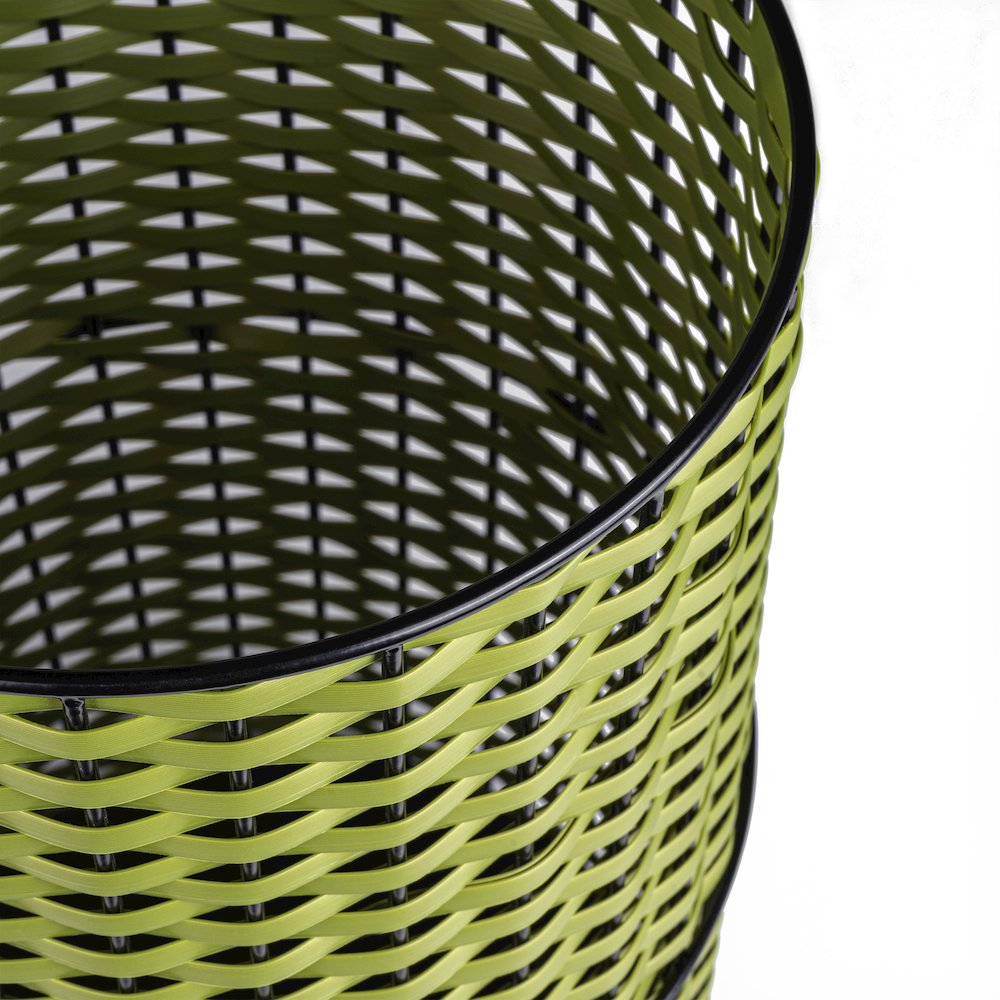 Cecil Modern 4.13-Gallon Faux Wicker Cylinder Waste Basket. Picture 2