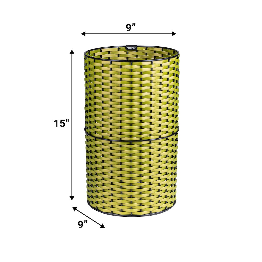 Cecil Modern 4.13-Gallon Faux Wicker Cylinder Waste Basket. Picture 4