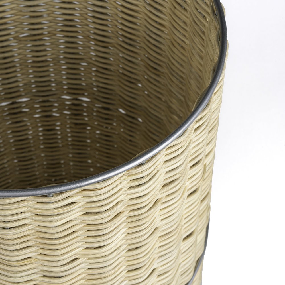 Cecil Modern 4.13-Gallon Natural Wicker Cylinder Waste Basket. Picture 2