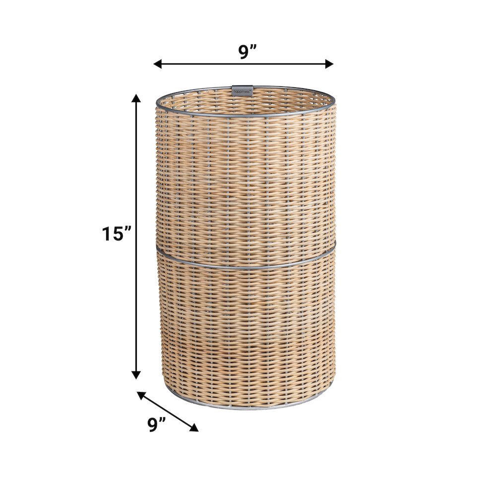 Cecil Modern 4.13-Gallon Natural Wicker Cylinder Waste Basket. Picture 4