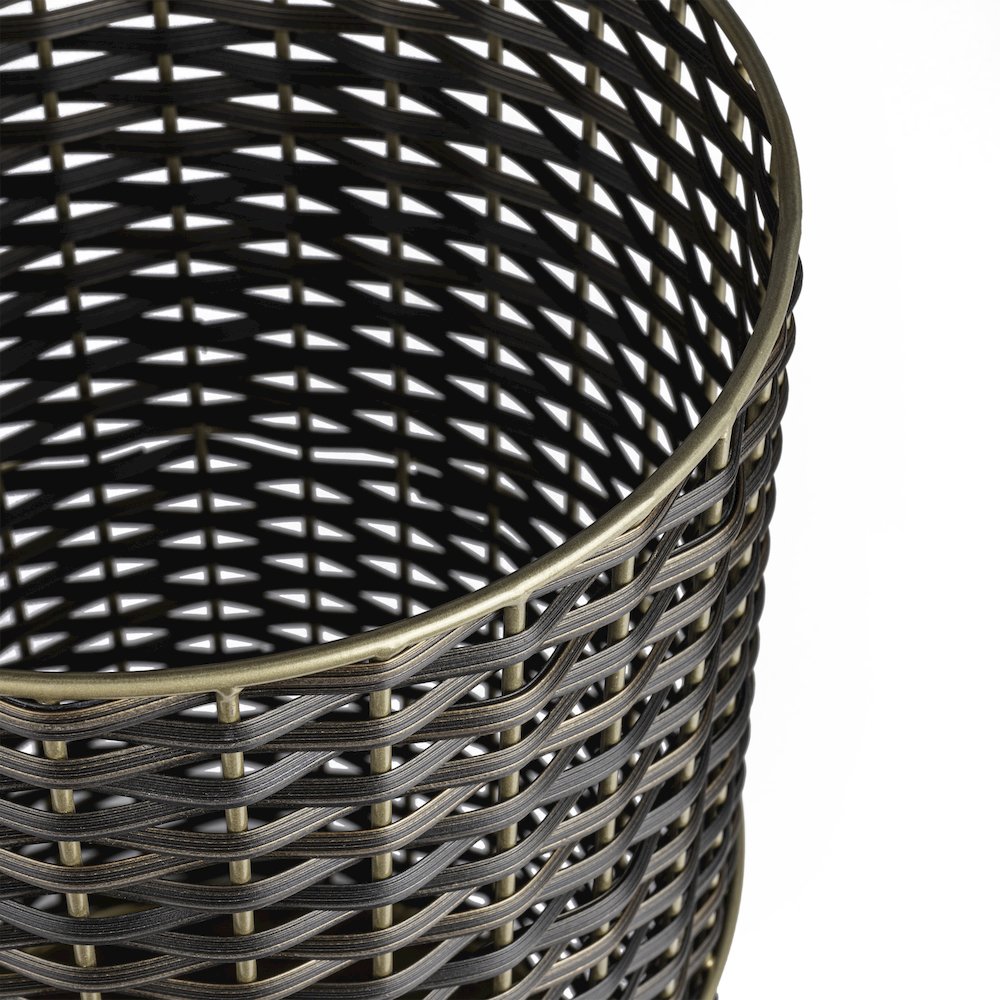 Cecil Modern 4.13-Gallon Faux Wicker Cylinder Waste Basket. Picture 2
