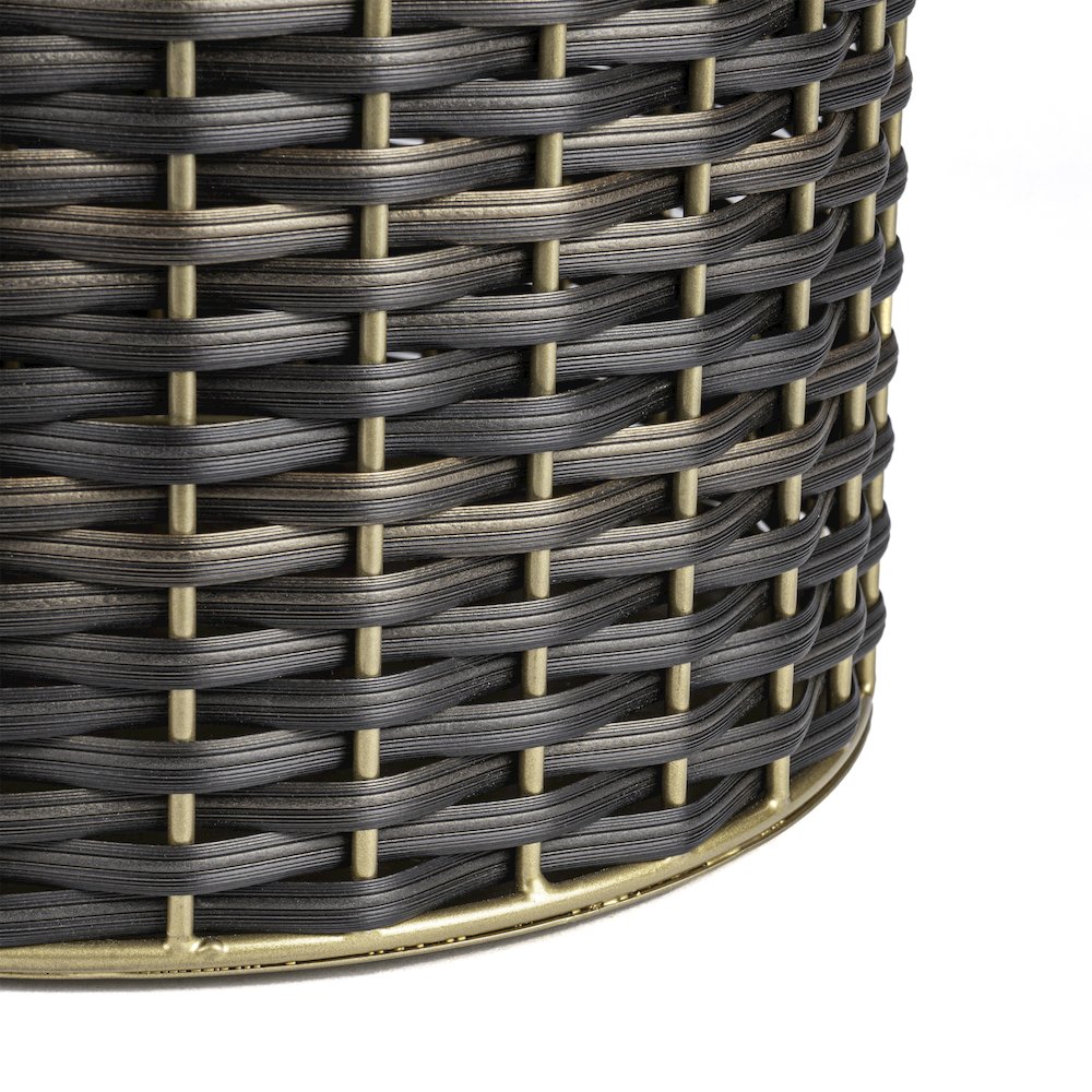 Cecil Modern 4.13-Gallon Faux Wicker Cylinder Waste Basket. Picture 3