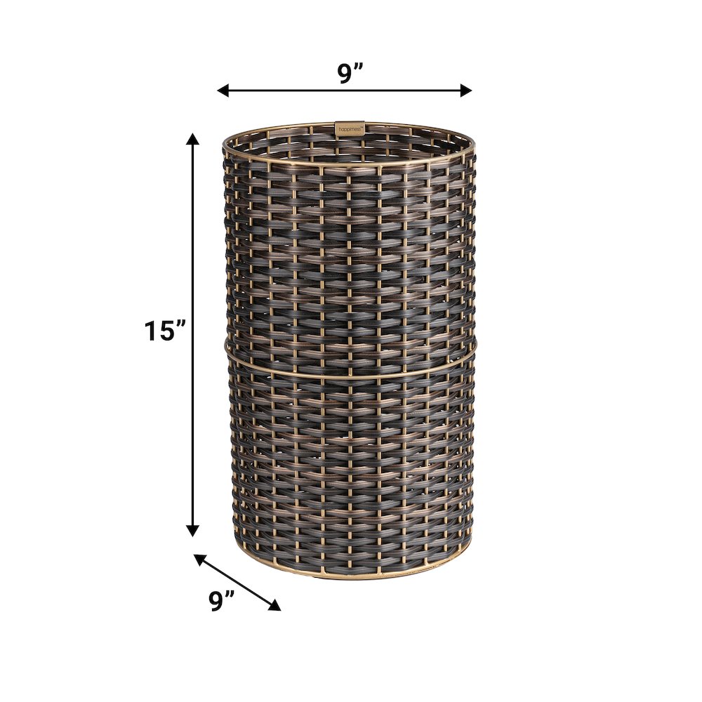 Cecil Modern 4.13-Gallon Faux Wicker Cylinder Waste Basket. Picture 4