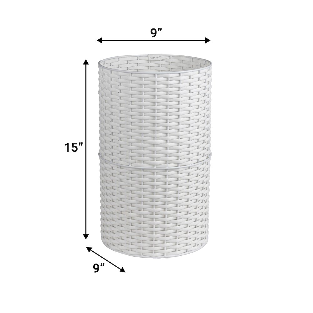 Cecil Modern 4.13-Gallon Faux Wicker Cylinder Waste Basket. Picture 4