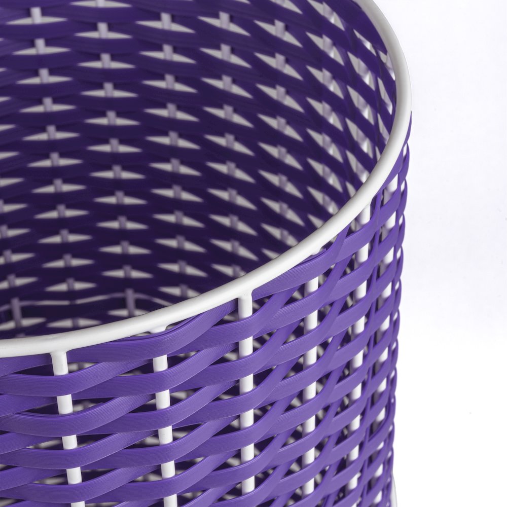 Cecil Modern 4.13-Gallon Faux Wicker Cylinder Waste Basket. Picture 2