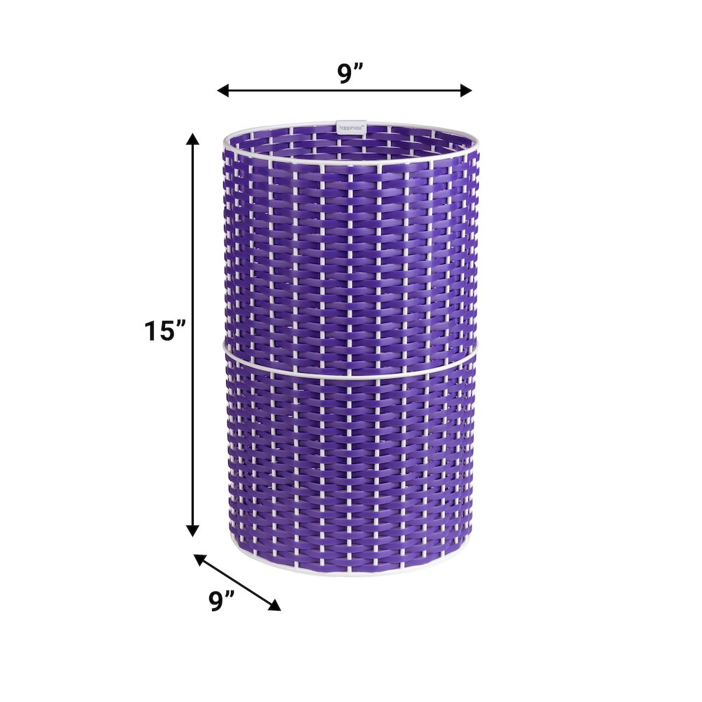 Cecil Modern 4.13-Gallon Faux Wicker Cylinder Waste Basket. Picture 4