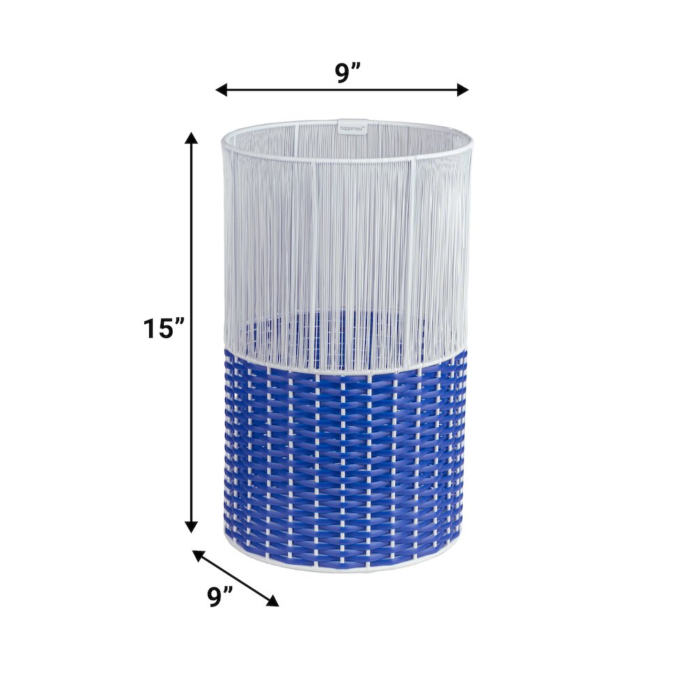 Harper Modern 4.13-Gallon 2-Tone Faux Wicker Cylinder Waste Basket. Picture 4