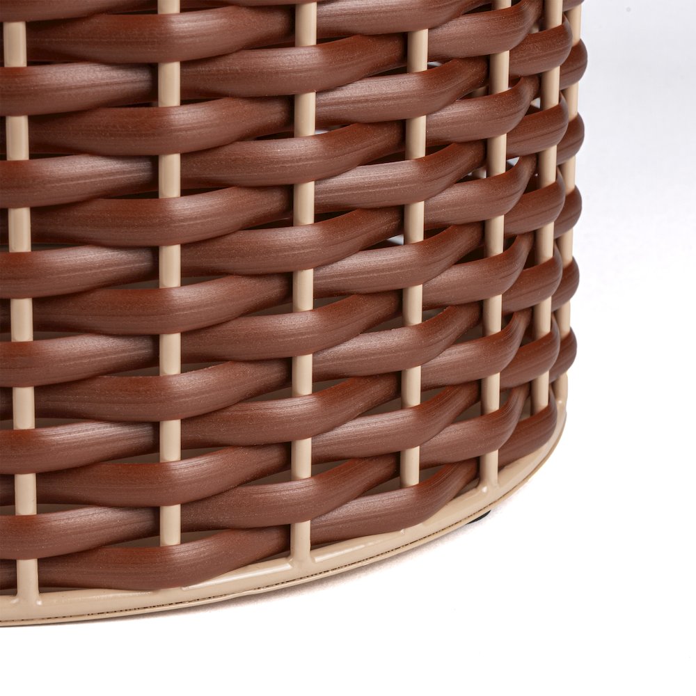 Harper Modern 4.13-Gallon 2-Tone Faux Wicker Cylinder Waste Basket. Picture 3