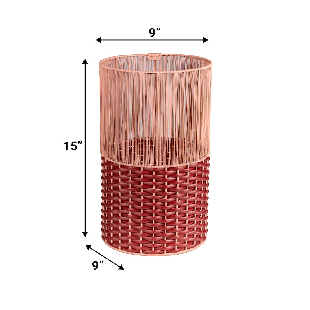 Harper Modern 4.13-Gallon 2-Tone Faux Wicker Cylinder Waste Basket. Picture 4