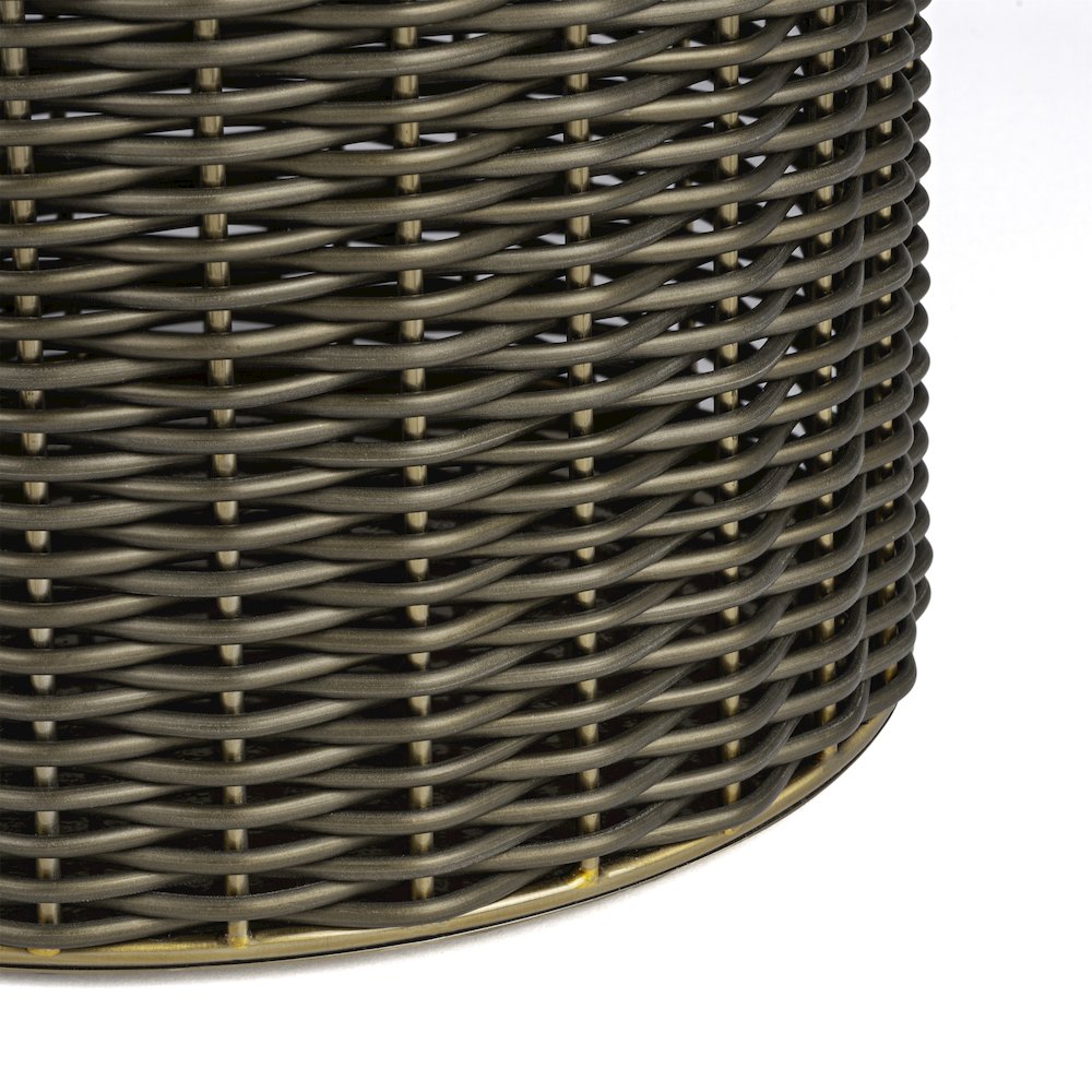 Asher Modern 4.13-Gallon 2-Tone Faux Wicker/Metal Cylinder Waste Basket. Picture 3