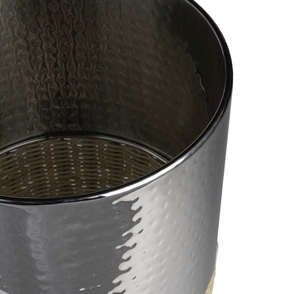 Asher Modern 4.13-Gallon 2-Tone Natural Wicker/Metal Cylinder Waste Basket. Picture 2