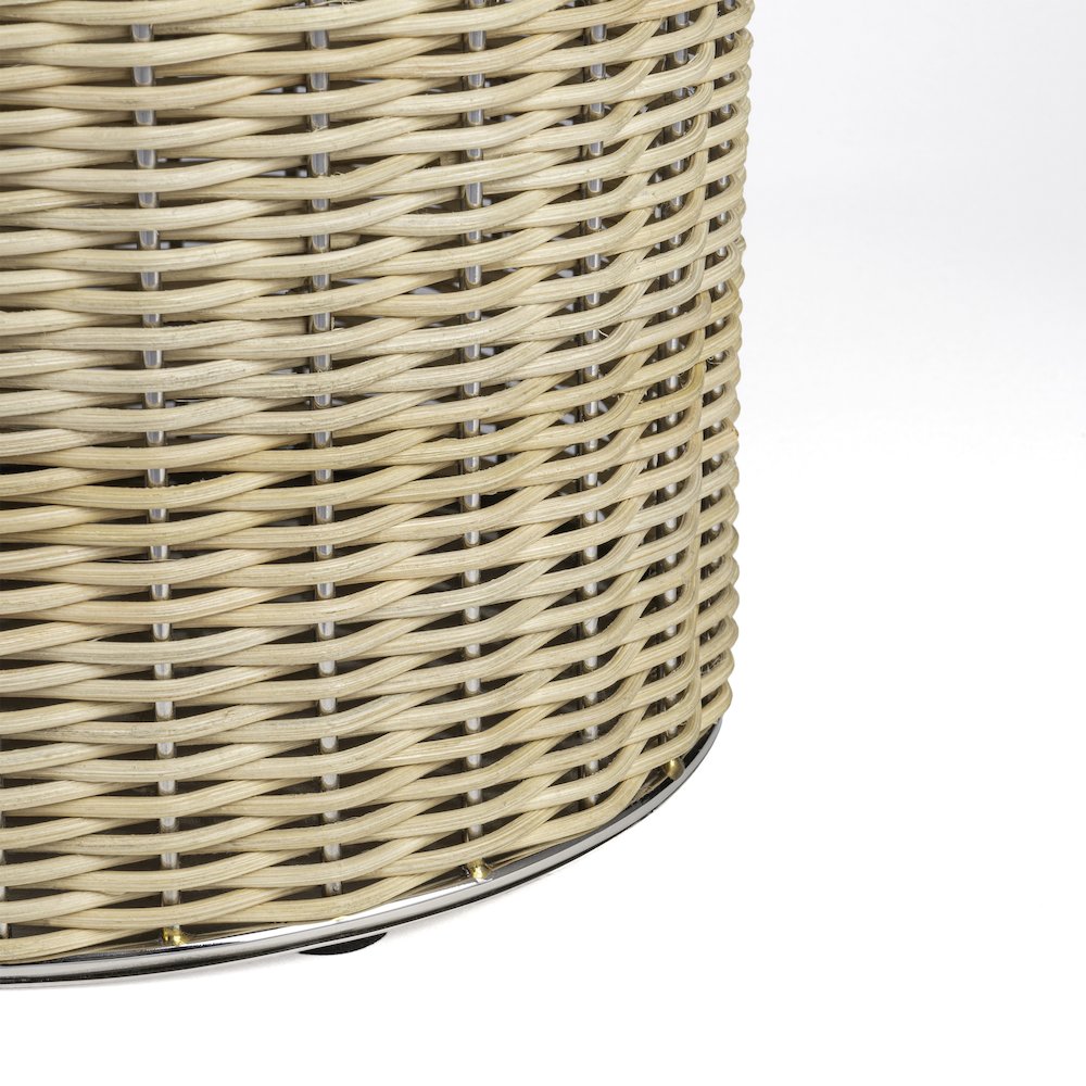 Asher Modern 4.13-Gallon 2-Tone Natural Wicker/Metal Cylinder Waste Basket. Picture 3