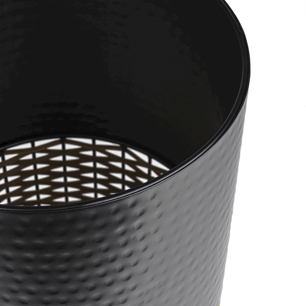 Asher Modern 4.13-Gallon 2-Tone Faux Wicker/Metal Cylinder Waste Basket. Picture 2