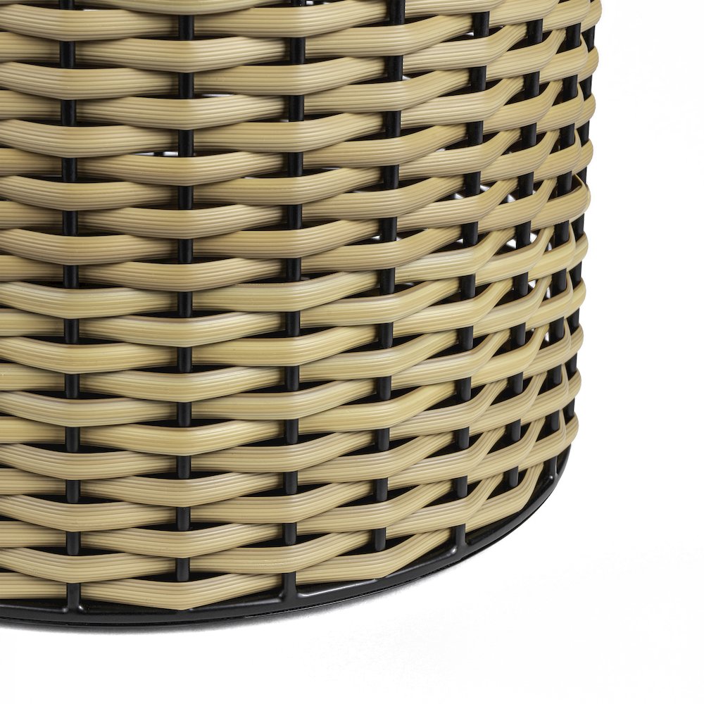 Asher Modern 4.13-Gallon 2-Tone Faux Wicker/Metal Cylinder Waste Basket. Picture 3