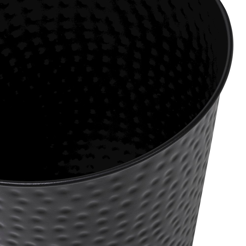 Axel Modern Minimalist Hammered Steel 2-Gallon Wastebasket, Matte Black. Picture 4