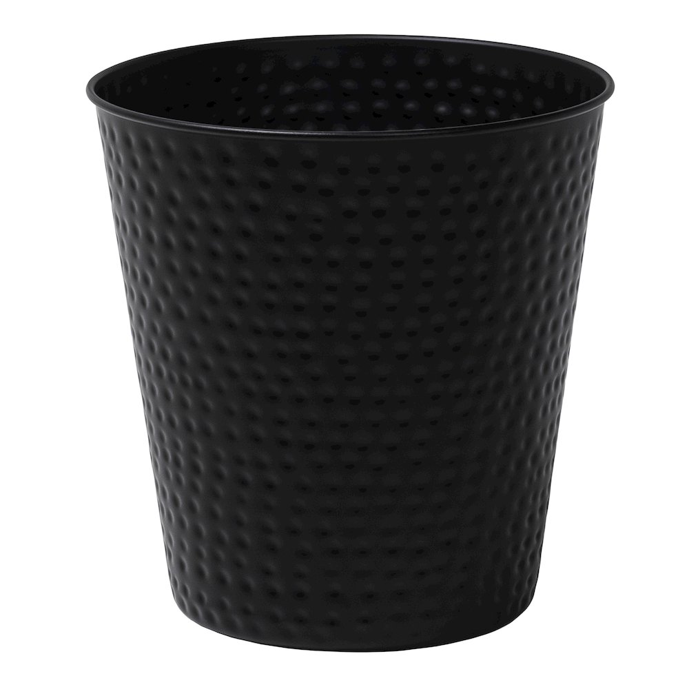 Axel Modern Minimalist Hammered Steel 2-Gallon Wastebasket, Matte Black. Picture 1