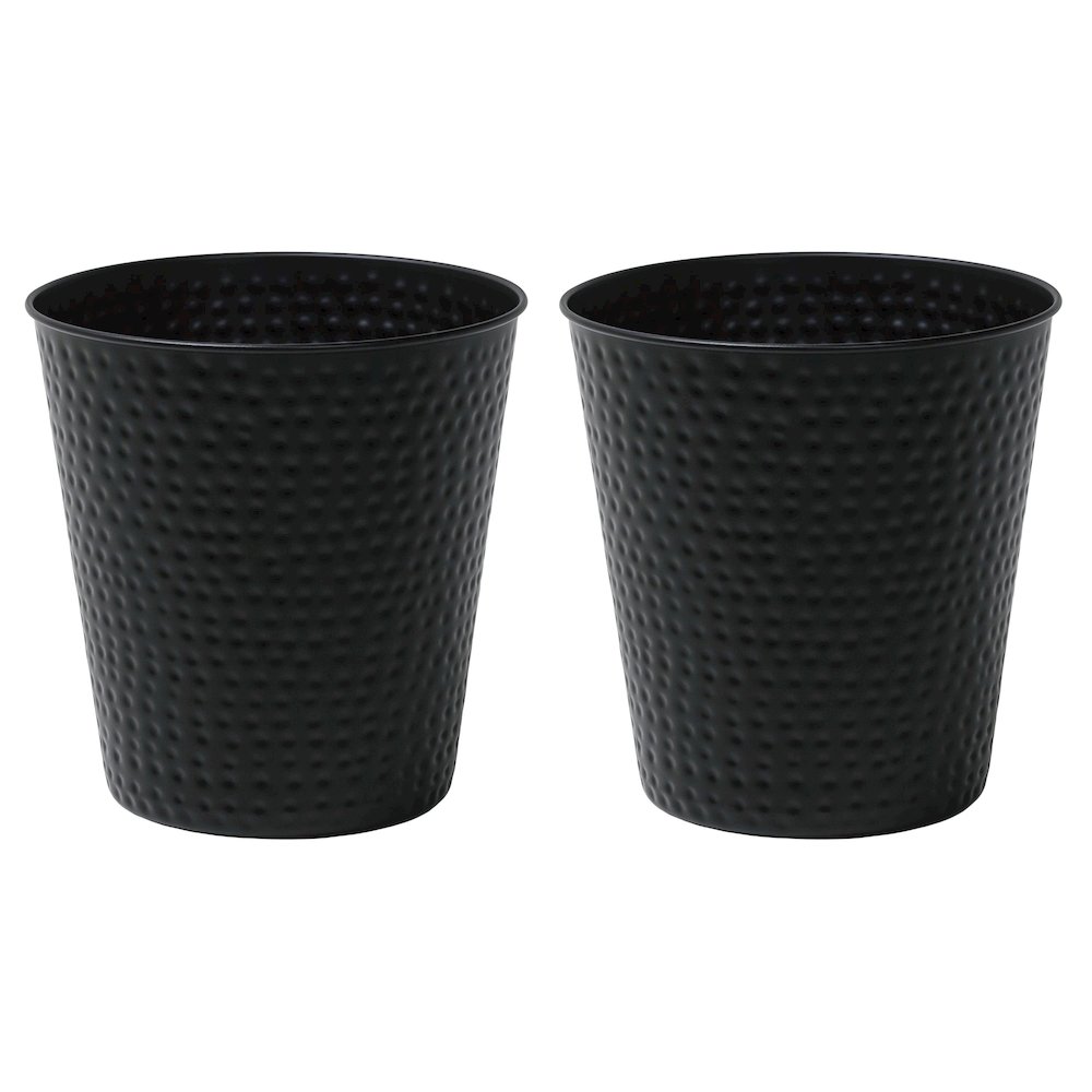 Axel Modern Minimalist Hammered Steel 2 Gal Waste Bin, Matte Black (Set of 2). Picture 1