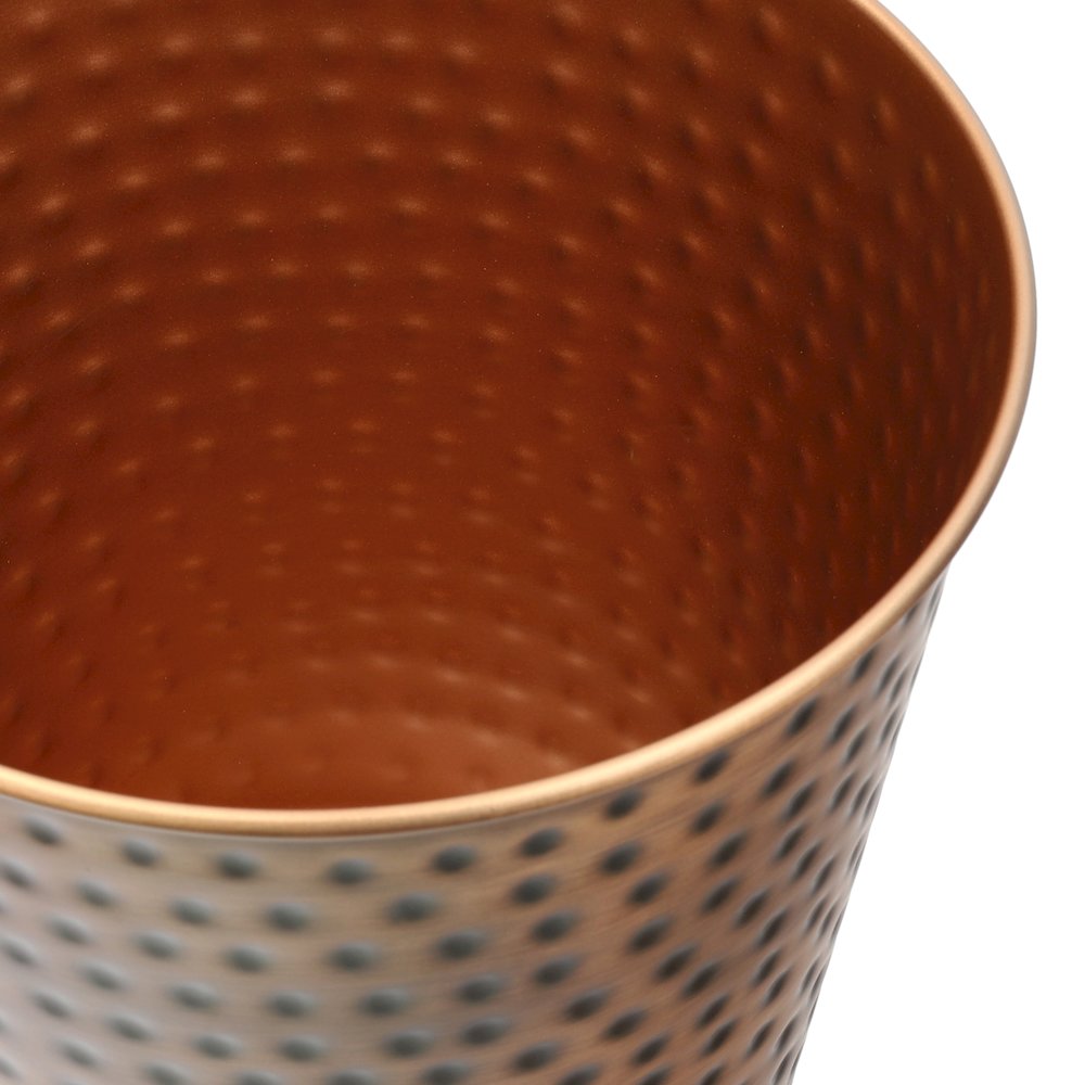 Axel Modern Minimalist Hammered Steel 2-Gallon Wastebasket, Antique Copper. Picture 2