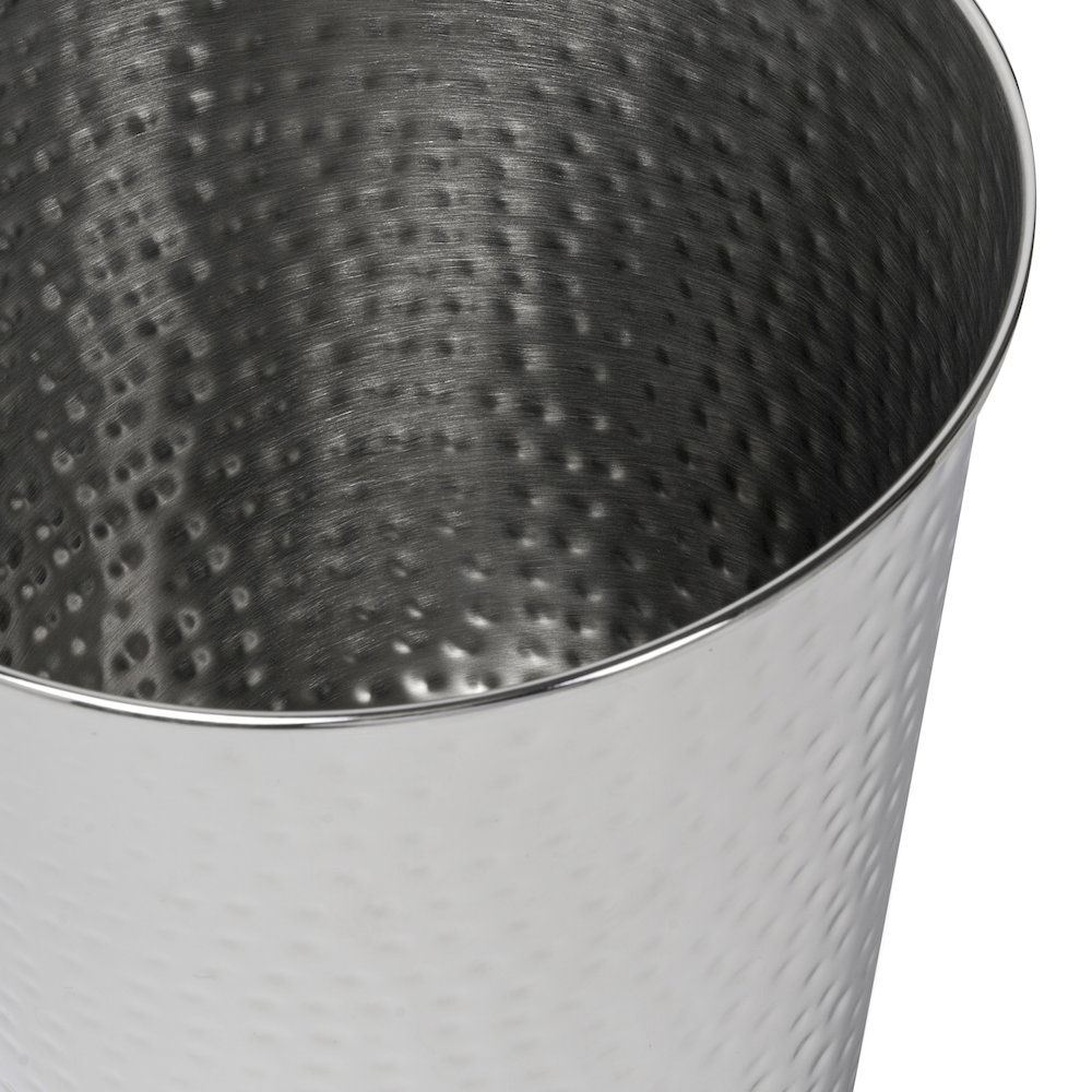 Axel Modern Minimalist Hammered Steel 2 Gal Waste Bin, Brushed Steel (Set of 2). Picture 4