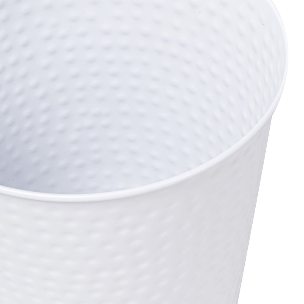 Axel Modern Minimalist Hammered Steel 2-Gallon Wastebasket, Matte White. Picture 4