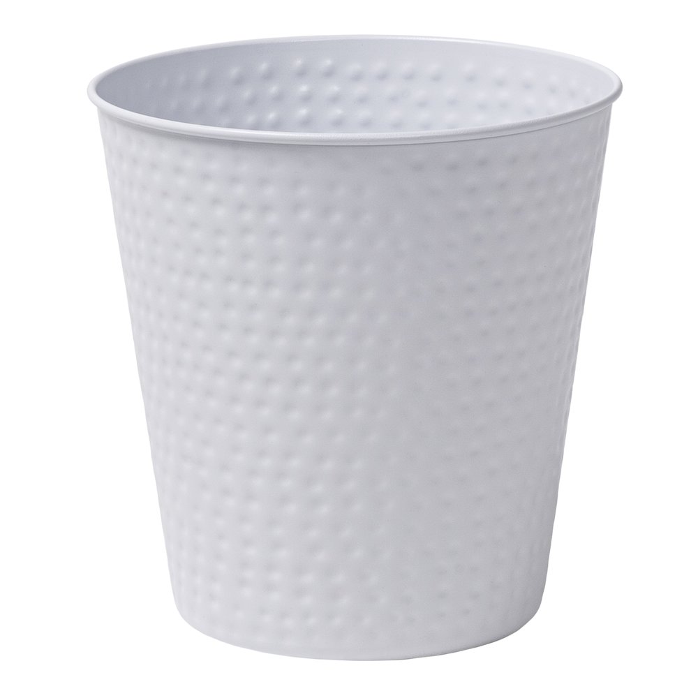 Axel Modern Minimalist Hammered Steel 2-Gallon Wastebasket, Matte White. Picture 1