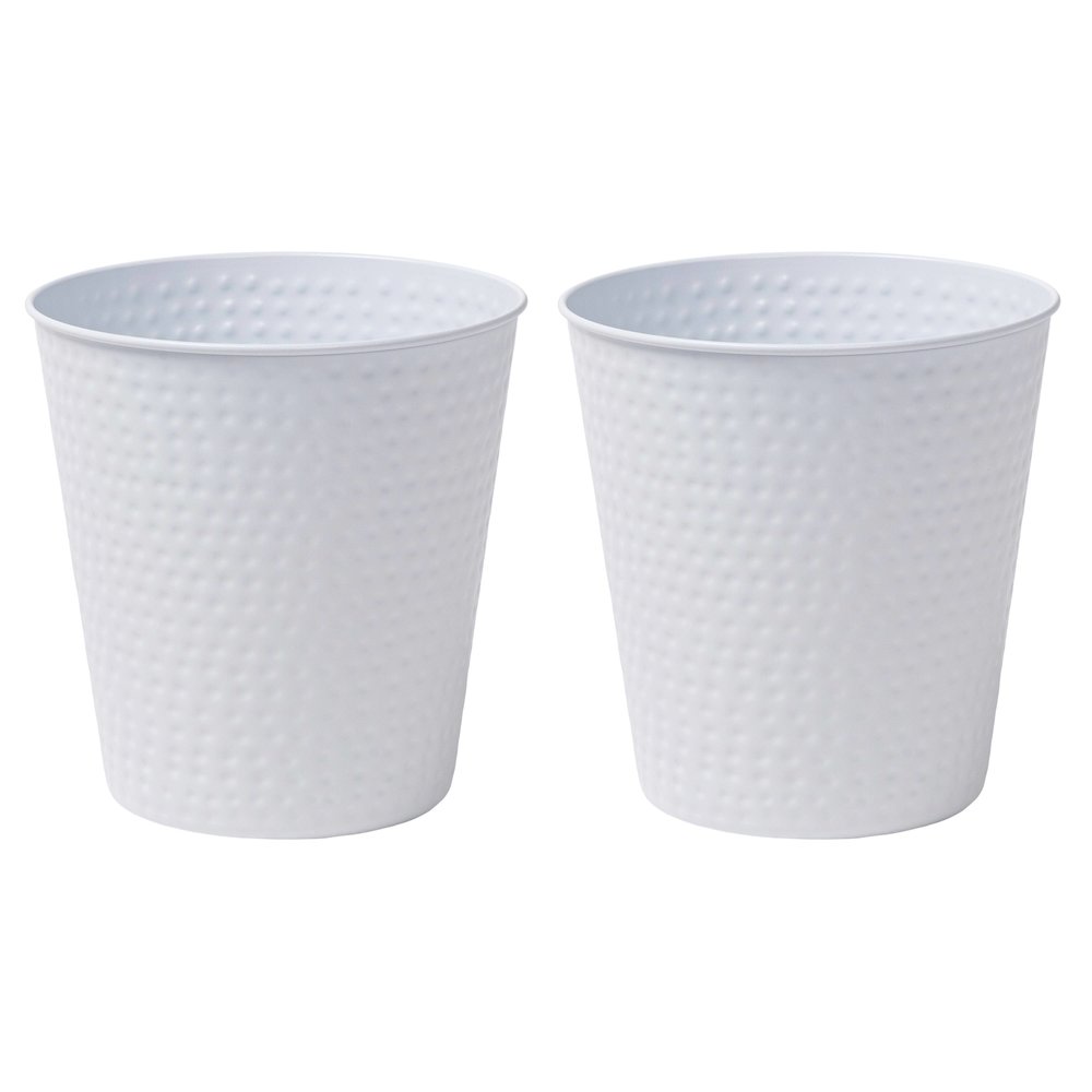 Axel Modern Minimalist Hammered Steel 2 Gal Waste Bin, Matte White (Set of 2). Picture 1