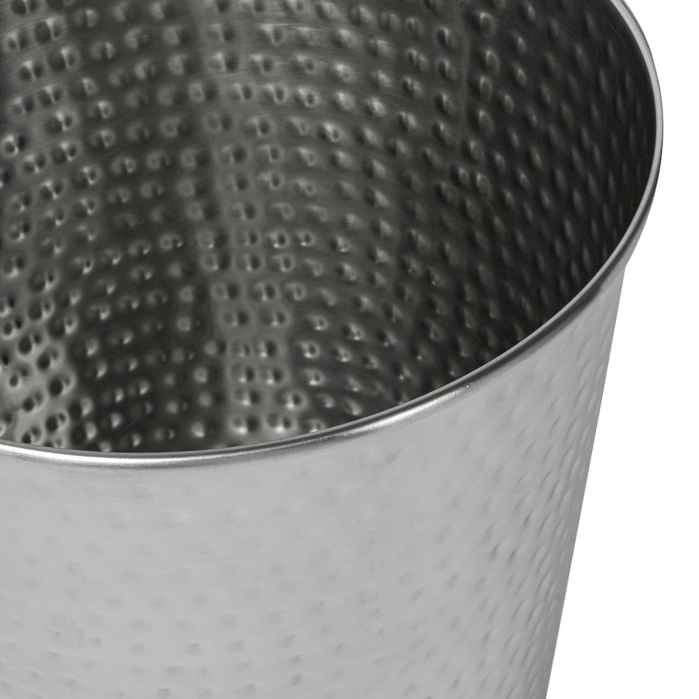 Axel Modern Minimalist Hammered Steel 2-Gallon Wastebasket, Polished Steel. Picture 4
