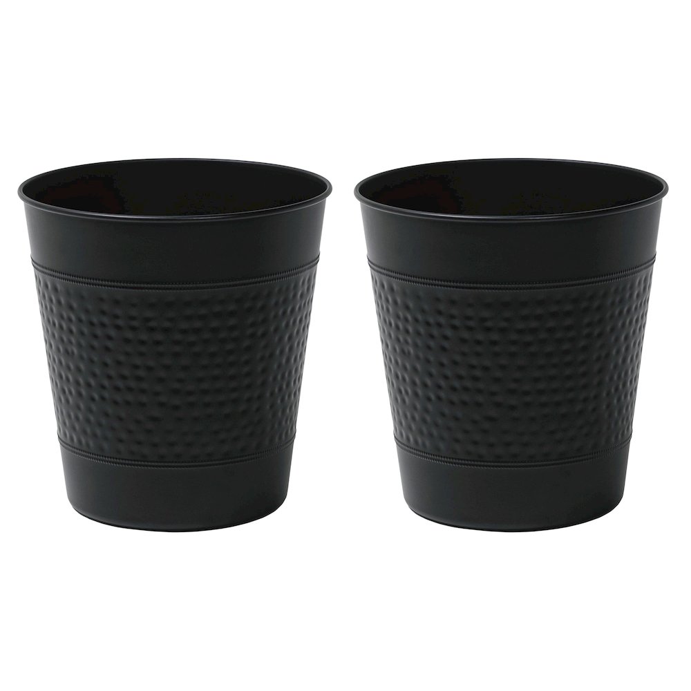 Riley Classic Hammered Steel Accent 2 Gal Waste Bin, Matte Black (Set of 2). Picture 1